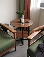 Hochwertiges Wohnzimmer Holz Nordic Modern Coffee Rundbett Sofa Beistell tisch Set für Zuhause