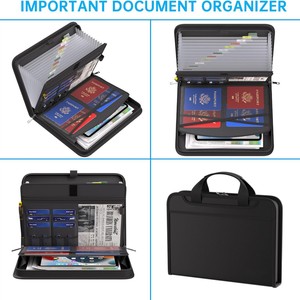 13 poches fermeture à glissière ignifuge A4 extensible dossier de fichiers avec poignée PP matériel affaires coffre-fort stockage accordéon organisateur - Product Image 2