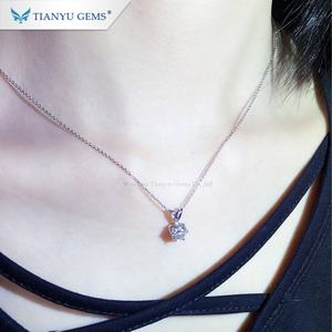 Tianyu Gems Conception Personnalisée Bijoux Mossanite 0.5CT VVS Solide Or Blanc Diamant Moissanite 14K Femmes Collier - Product Image 6
