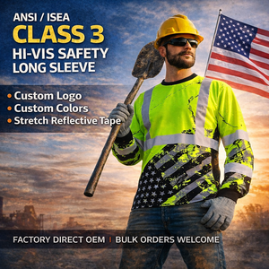 เสื้อสเวตเชิ้ต ANSI Class <span class=keywords><strong>3</strong></span> ป้องกันรังสียูวีแบบเรืองแสง เสื้อยืดความปลอดภัยแบบมองเห็นได้ชัดเจน แขนยาวมีช่องระบายอากาศ เสื้อทำงานแบบ Hi-Vis - Product Image 2