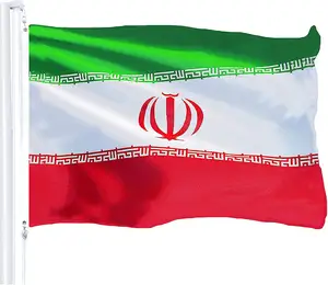 Bandera de Iran con pantalla de seda, banderín de 3x5 pies, verde, blanco, rojo, para exteriores, gran oferta