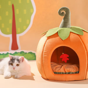 Cama para gato en forma de calabaza, cueva, casa para gato con cojín extraíble - Product Image 3