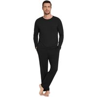 Conjunto de Pijama Personalizado de Bambú Voscose para Hombre, Camisa de Manga Larga y Pantalones, Ropa de Dormir Ligera, Tallas S-XXL B0D6W2VG1X