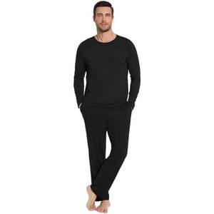 Ensemble de pyjama pour homme en bambou Voscose personnalisé, chemise de nuit à manches longues et pantalon long, vêtements de détente légers, tailles S à XXL - Product Image 1