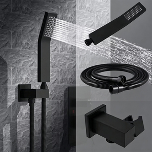 Eingebautes Regenduschset aus Edelstahl in Schwarz zur Wandmontage mit Keramikventil für Badezimmer, Villa, Hotel, Apartment, <span class=keywords><strong>Brause</strong></span> - Product Image 2
