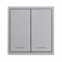 Interrupteur mural intelligent 2 gangs 2 prises avec matériau métallique, réseau KNX, design grille 2x2, indice de protection IP20, pour usage hôtelier