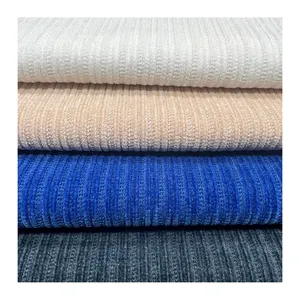 3% Spandex 320GSM Knitted Chenille Fabric for Garment New Jacquard Arrivals 97% Polyester Velvet Fabric for Sofa Weft Stripes