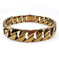 Collar de cadena de eslabones cubanos para perro, cadena de eslabones de acero inoxidable de 32mm, chapado en oro de 18K