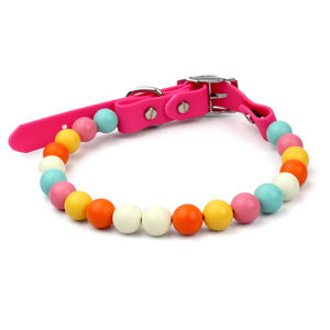 Maßgefertigtes Großhandels-Hundehalsband mit Bonbonfarbenen Perlen Süßes und Liebliches Hundehalsband Handgefertigtes Welpenhalsband - Product Image 6