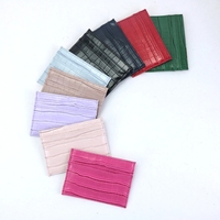 Offre Spéciale noir luxe Crocodile motif cuir Pu unisexe mince minimaliste porte-cartes de crédit Logo personnalisé porte-cartes d'identité portefeuille