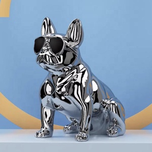 Gafas Retro Escultura de Bulldog Francés con Collar Extraíble-Decoración Moderna PARA EL Hogar para Amantes de Mascotas y Cafés - Product Image 3