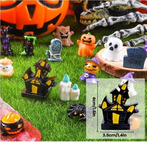 32 adet cadılar bayramı Mini reçine rakamlar, reçine hayvanlar figürinler, kabak hayalet minyatürleri için cadılar bayramı partisi iyilik bahçe dekorları - Product Image 3
