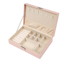 Boîte à bijoux en cuir PU, nouveauté mode européenne boîte à bijoux Double couche boîte de rangement de bijoux pour bague, boucles d'oreilles et collier boîte d'emballage
