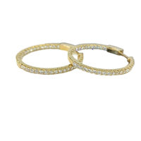 Ruyi Boucles d'oreilles créoles en or 14 carats de luxe pour femmes All-Match Shiny Circle Diamond 1ctw-Fashionable Boucles d'oreilles Bijoux