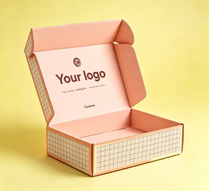 Custom <b>Pink</b> Corrugated Mailer Box Recyclable Kraft Shipping Box with Custom Logo for Cosmetic Skincare <b>Gift</b> Packaging - Product Image 3