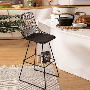 Metal Bar Chair or <b>Stool</b> for Bar Area Hotel Restaurant and Home Perfect <b>Back</b> Rest and Cushion for Comfortable Seating Design - Product Image 2