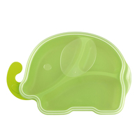 Belle forme d'éléphant sans BPA enfants assiette bébé plat bébé assiette divisée avec couvercle