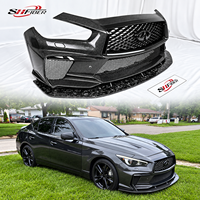 Bumper Depan Serat Karbon untuk Body Kit Infiniti Q50L dan Q50S; Splitter Depan Serat Karbon Forged.