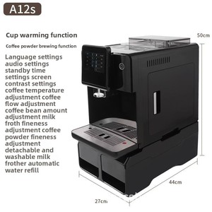 Machine à café commerciale entièrement automatique avec broyeur intégré, distribution d'eau automatique, nettoyage, modèle A12S, contrôle de la température - Product Image 4