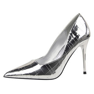 Chaussures à talons fins rétro 1570-1, talons hauts, bout pointu, finition <span class=keywords><strong>miroir</strong></span> à grain de pierre métallique, escarpins amincissants pour club - Product Image 2