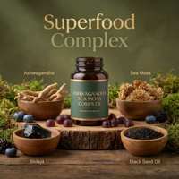 Gummies véganes sans sucre à l'ashwagandha, aux baies mélangées, au shilajit, à la mousse de mer et à l'huile de nigelle, 5000mg, marque privée OEM