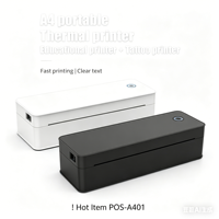Imprimante thermique portable A4 POS-A401, imprimante sans encre, petite taille, imprimante de poche sans fil, USB, batterie Li-ion 2600mAh