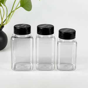 Botol Bumbu Plastik Persegi untuk Dapur, Ukuran 4oz 5.5oz 7oz, dengan Tutup yang Dapat Disesuaikan - Product Image 3