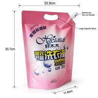 Pochettes souples à bec verseur pour lessive, grand format 2L, en PET/PA/PE, imperméables, avec bouchon d'angle, impression héliogravure, fourniture directe usine Longli