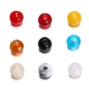 Perles rondes en acrylique de 8mm, perles en vrac pour la fabrication de bijoux, fournitures artisanales, couleurs mélangées multicolores - Product Image 5