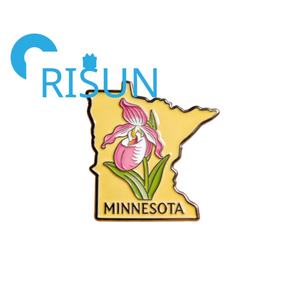 Broche aimantée personnalisée en gros, carte du Minnesota avec drapeau de l'État, souvenir de voyage, cadeau, badge de revers - Product Image 5