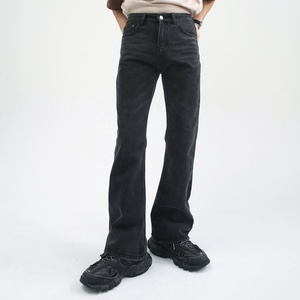 <span class=keywords><strong>Pantalones</strong></span> Vaqueros Azules Deslavados de Diseñador Personalizados para <span class=keywords><strong>Hombre</strong></span>, Estilo Urbano, Corte Holgado, Desgastados, Vintage, Acampanados - Product Image 4
