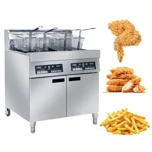 Floor Mobile Gas Deep Fryer Trade Commercial 4 Burners Chip Fryer