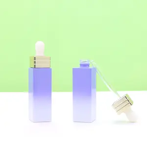 Luxury Rectangle Cosmetic Package 30ml 1oz Essential Oil Dropper Glass Bottle For Serum Packaging
