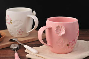 Taza de Cerámica con Diseño de Flores de Cerezo, Taza para Parejas, Taza para Café, Leche, Té, Venta Directa de Fábrica - Product Image 6