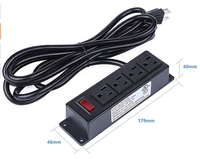 Multiprise encastrable murale 4 prises 110V avec câble d'extension de 1,5m et interrupteur lumineux pour bureau à domicile et utilisation sous le bureau