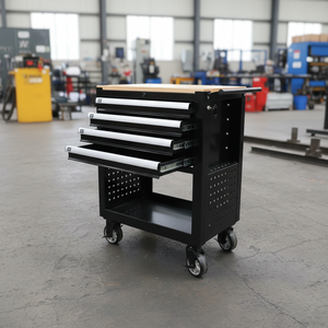Heavy Duty 4-Drawer Rolling Metal Tool <strong>Cart</strong> with Open Shelf Lockable Mobile Cabinet OEM/ODM Customizable for Garage Workshop - Product Image 4