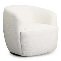 Chaise pivotante moderne et durable Mina White Boucle, écologique et portable, idéale pour le salon, la salle à manger, le bureau et la maison - Vente chaude