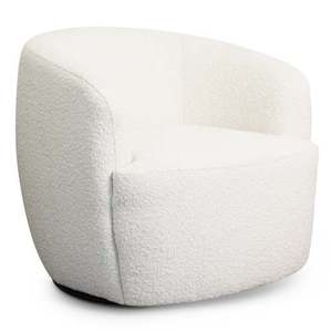 Chaise pivotante moderne et durable Mina White Boucle, idéale pour le salon, la salle à manger, le bureau, l'hôtel et la chambre à coucher - Product Image 6