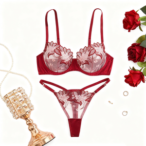 ملابس داخلية نسائية من الولايات المتحدة مجموعة ملابس داخلية مثيرة حمالة صدر نسائية وسروال ملابس داخلية نسائية مثيرة بكيني رومانسي على شكل قلب - Product Image 6