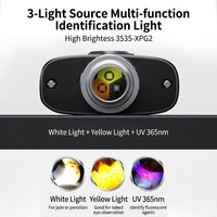 Lampe torche professionnelle 4000mAh pour la vérification des faux billets, des passeports et des cartes d'identité, filtre ZWB2, lampe torche UV avec pointeur laser