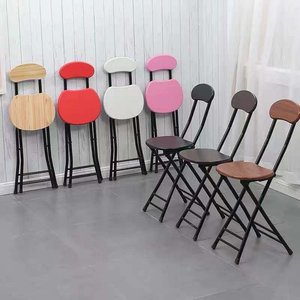 Folding Chair Metal Legs Artificial Board Minimalist Design Foldable Dining Chair Modern Style Portable Stool Chair - Product Image 2