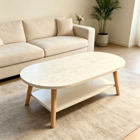 Table basse compacte moderne et minimaliste en MDF avec plateau en bois et rangement, idéale pour balcon, salon ou maison