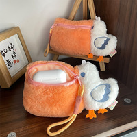 Porte-monnaie en peluche OEM Pelican mignon, grande capacité, pochette de rangement portable pour écouteurs et rouge à lèvres, breloque animale en peluche à grande bouche