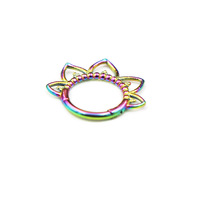 Anneau de piercing segmenté à charnière en acier inoxydable 316L plaqué or/argent/noir, style punk, motif fleur, pour Daith et Hélix