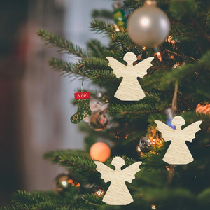 Décorations de Noël transfrontalières en bois pour fond de scène d'anniversaire, plaque de prière en bois inachevé à faire soi-même, figurine d'ange - Product Image 1