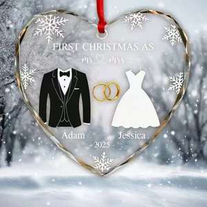 Adornos de Cristal con Forma de Corazón Facetado <span class=keywords><strong>para</strong></span> <span class=keywords><strong>Novios</strong></span>, Regalo <span class=keywords><strong>para</strong></span> la Primera Navidad de <span class=keywords><strong>Boda</strong></span> - Product Image 1