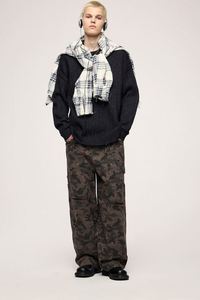 Pantaloni <span class=keywords><strong>Cargo</strong></span> da uomo di alta qualità stile Vintage in tinta unita in cotone ampio ampia vestibilità <span class=keywords><strong>verde</strong></span> nero mimetico pantaloni Casual sul davanti piatto - Product Image 3