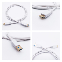 Cable USB 3.0 Micro B Macho, Niquelado, Revestimiento de PVC, Conector en Ángulo Recto, Conductor de Cobre Estañado, Industrial/Visión Artificial, Carga Rápida 3A