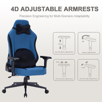 Chaise de jeu en tissu respirant, inclinable, ergonomique, avec accoudoirs 4D, dossier haut, pour les joueurs