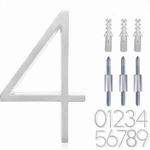 Número de casa flotante plateado de aleación de Zinc de 5 ", números de casa modernos de Metal, letrero de número de buzón de puerta de jardín con kit de clavos - Product Image 5